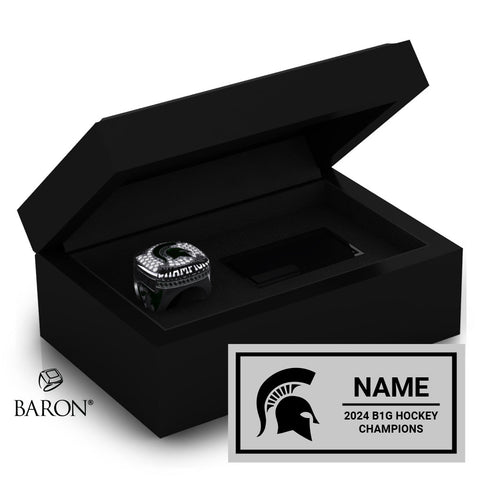 Michigan State University Men's Hockey 2024 Championship Black Standard Window Ring Box