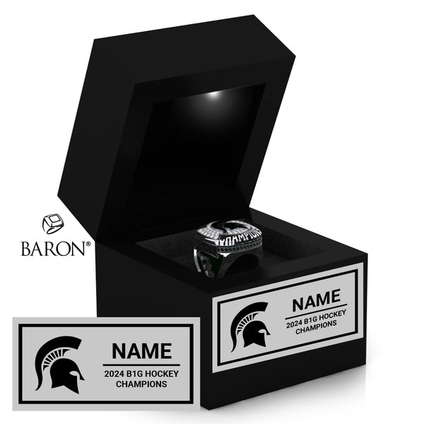 Michigan State University Men's Hockey 2024 Championship Black LED Ring Box