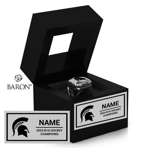 Michigan State University Men's Hockey 2024 Championship Black Window Ring Box