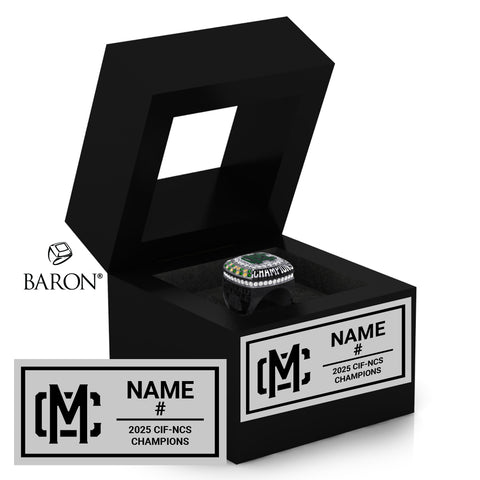 Moreau Catholic High School Boys Basketball 2025 Championship Black Window Ring Box