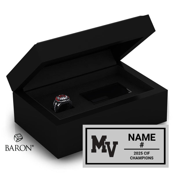 Murrieta Valley High School Girls Water Polo 2025 Championship Black Standard Window Ring Box