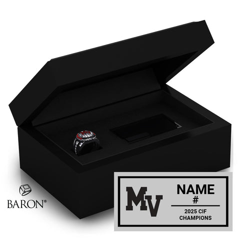 Murrieta Valley High School Girls Water Polo 2025 Championship Black Standard Window Ring Box