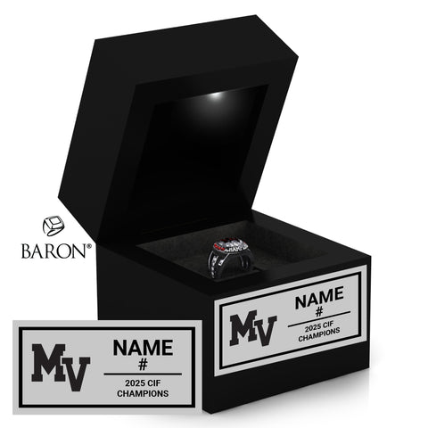 Murrieta Valley High School Girls Water Polo 2025 Championship Black LED Ring Box