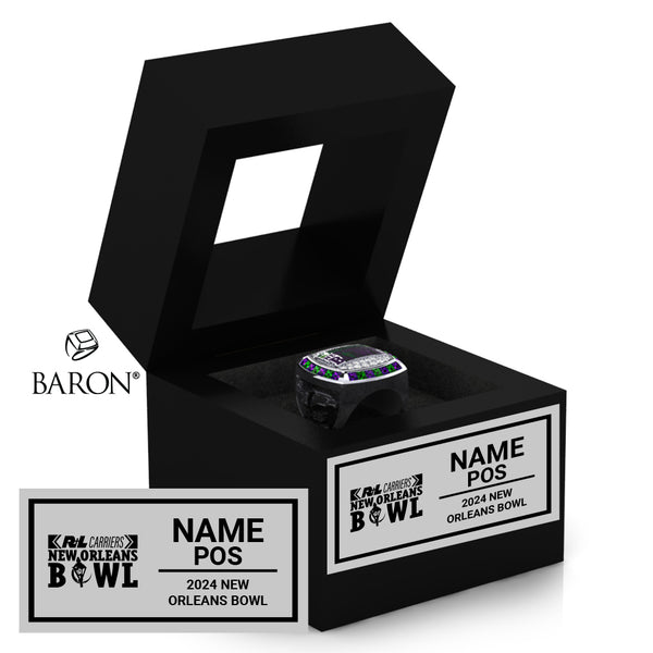 New Orleans Bowl Officials 2024 Championship Black Window Ring Box