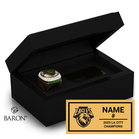 New West Charter High School Boys Basketball 2025 Championship Black Standard Window Ring Box