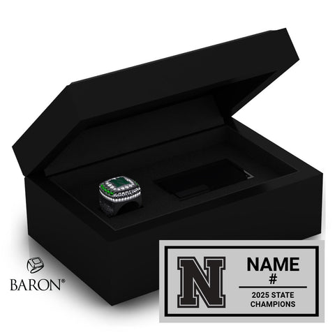 Newman School Boys Soccer 2025 Championship Black Standard Window Ring Box