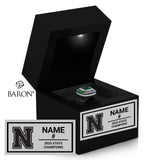 Newman School Boys Soccer 2025 Championship Black LED Ring Box