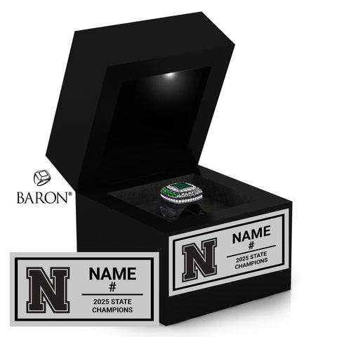Newman School Boys Soccer 2025 Championship Black LED Ring Box