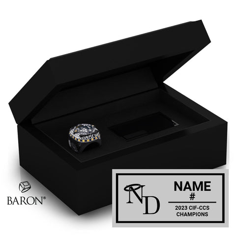 Notre Dame High School Softball 2023 Championship Black Standard Window Ring Box