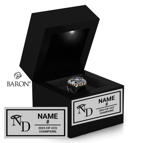 Notre Dame High School Softball 2023 Championship Black LED Ring Box