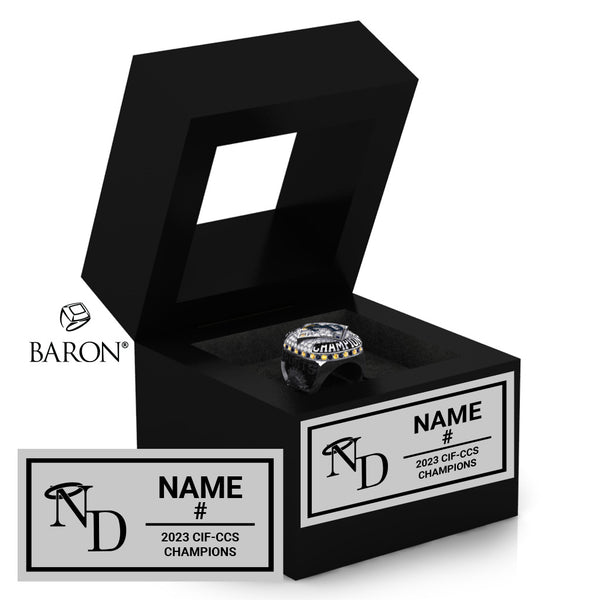 Notre Dame High School Softball 2023 Championship Black Window Ring Box