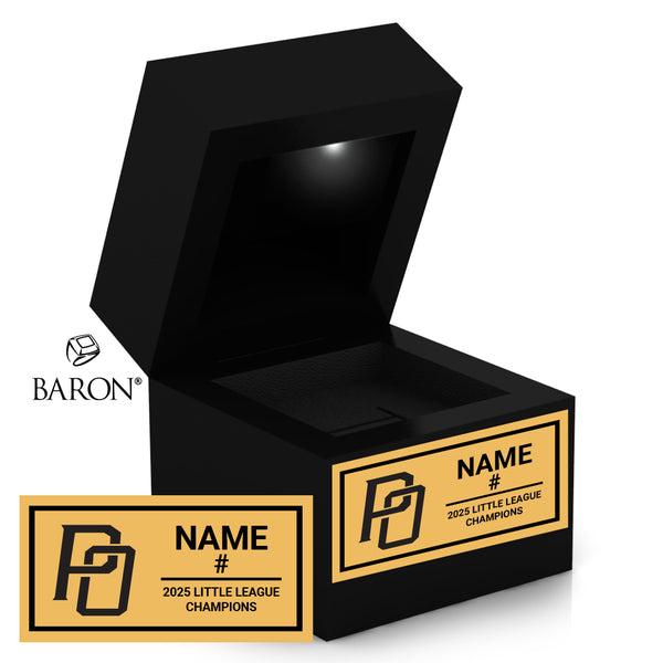 Post Oak Little League 11U Baseball 2025 Championship Black LED Ring Box
