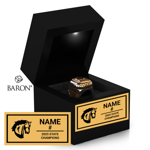Powers Catholic Boys Hockey 2025 Championship Black LED Ring Box