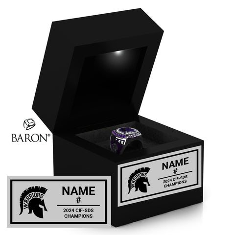 Rock Academy Girls Basketball 2024 Championship Black LED Ring Box