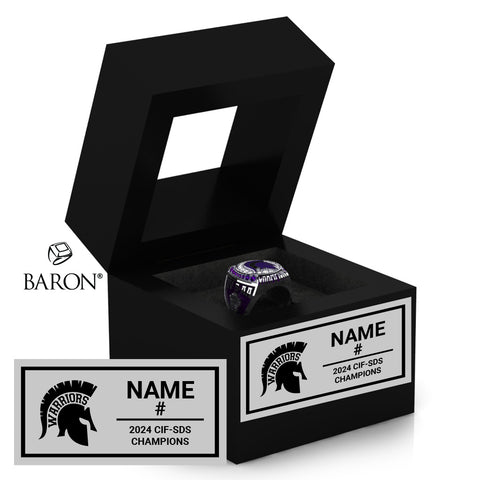 Rock Academy Girls Basketball 2024 Championship Black Window Ring Box