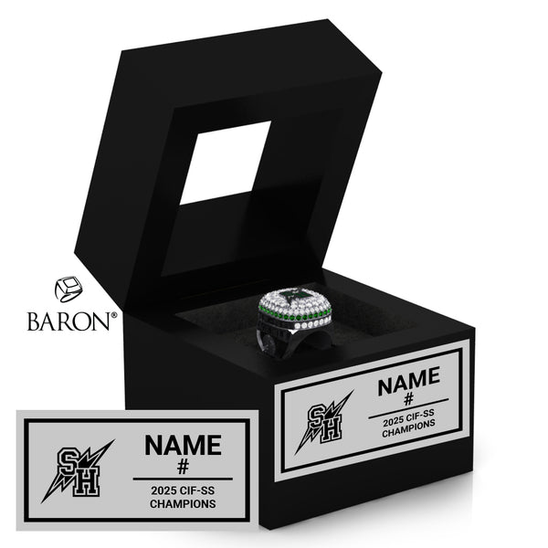 Sage Hill High School Girls Soccer 2025 Championship Black Window Ring Box