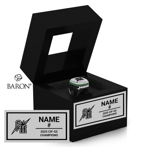 Sage Hill High School Girls Soccer 2025 Championship Black Window Ring Box