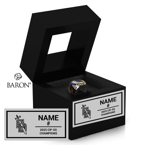 San Dimas High School Girls Water Polo 2025 Championship Black Window Ring Box