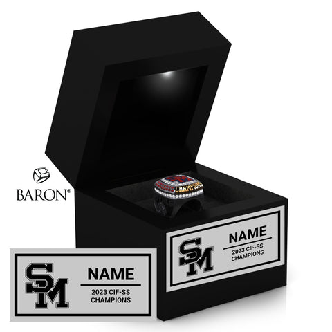 San Marcos High School Boys Water Polo 2023 Championship Black LED Ring Box