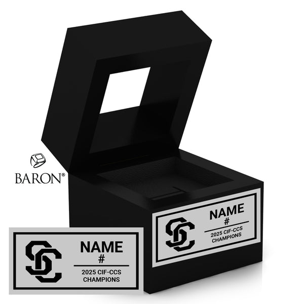 Santa Clara Senior High School Baseball 2025 Championship Black Window Ring Box