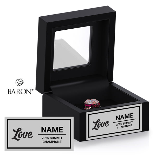 South Coast Cheer 2025 Love International Junior Level 1 Championship Black Window Ring Box