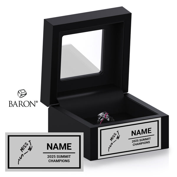 South Coast Cheer 2025 Miss Twist Large Senior 5 Championship Black Window Ring Box