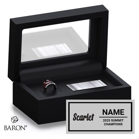 South Coast Cheer 2025 Scarlet Medium Senior 3 Championship Black Standard Window Ring Box