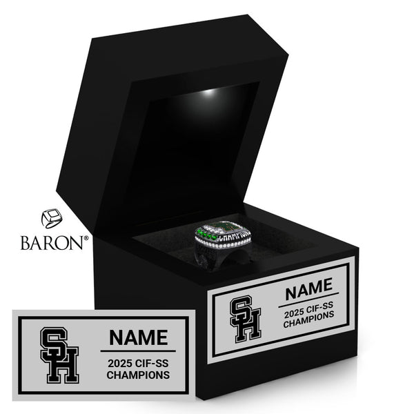 South Hills High School Cheer 2025 Championship Black LED Ring Box