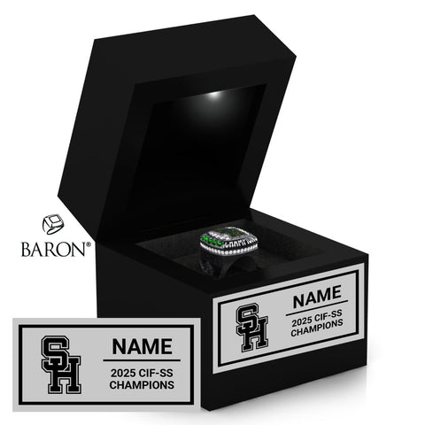 South Hills High School Cheer 2025 Championship Black LED Ring Box