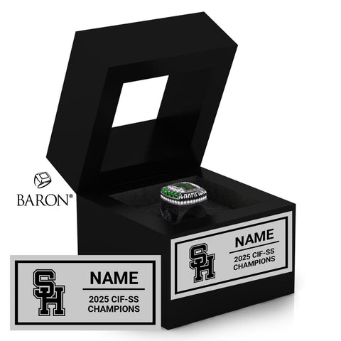 South Hills High School Cheer 2025 Championship Black Window Ring Box