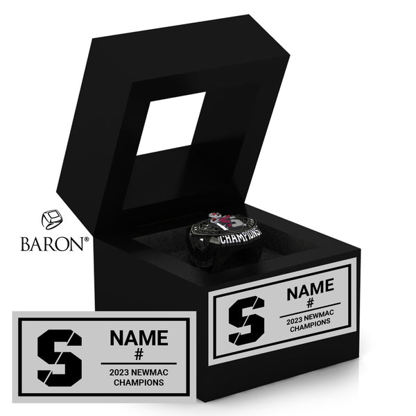 Springfield College Football 2023 Championship Black Window Ring Box