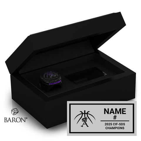 St. Augustine High School Boys Basketball 2025 Championship Black Standard Window Ring Box