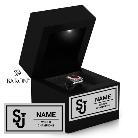 St. John's University Cheer 2025 Championship Black LED Ring Box
