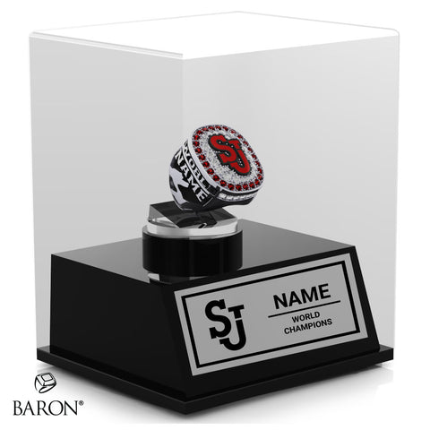 St. John's University Cheer 2025 Championship Display Case