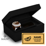 Stingray Allstars Orange Majors Cheer 2025 Championship Black Standard Window Ring Box