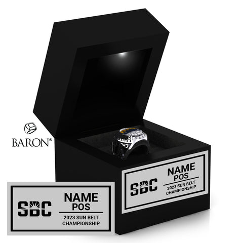 Sun Belt Championship Officials 2023 Championship Black LED Ring Box