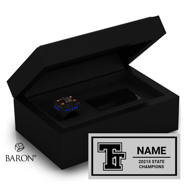 Taos Tiger High School Varsity Cheer 2025 Championship Black Standard Window Ring Box