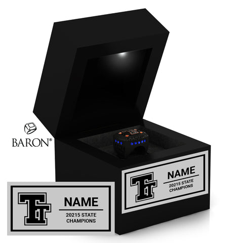 Taos Tiger High School Varsity Cheer 2025 Championship Black LED Ring Box