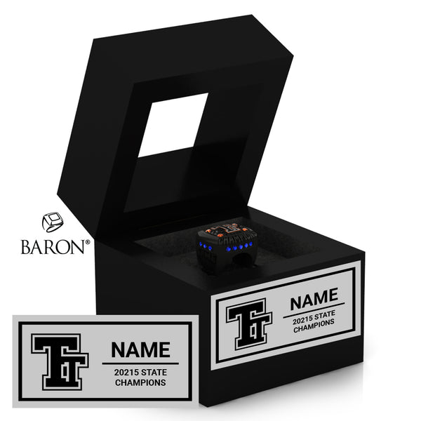 Taos Tiger High School Varsity Cheer 2025 Championship Black Window Ring Box