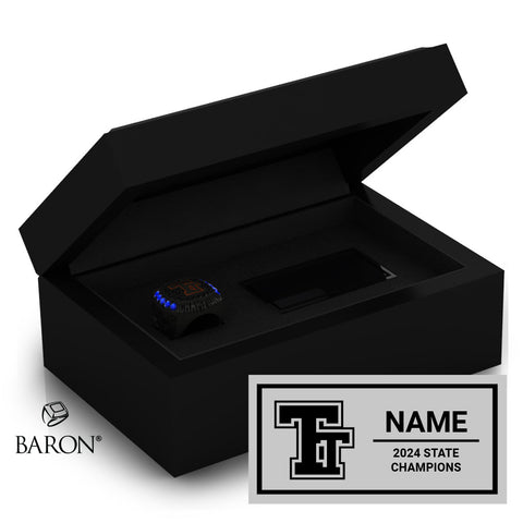 Taos Tiger High School Varsity Cheer 2024 Championship Black Standard Window Ring Box