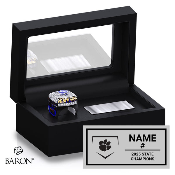 Taylor High School Baseball 2025 Championship Black Standard Window Ring Box