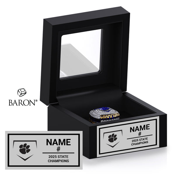 Taylor High School Baseball 2025 Championship Black Window Ring Box