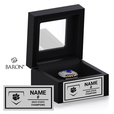 Taylor High School Baseball 2025 Championship Black Window Ring Box