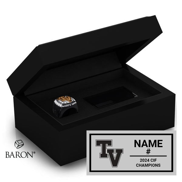 Temecula Valley Girls Lacrosse 2024 Championship Black Standard Window Ring Box