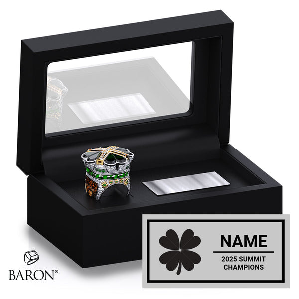 Stingray Allstars Green Cheer 2025 Championship Black Standard Window Ring Box