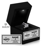 Trinity University Football 2024 Championship Black LED Ring Box