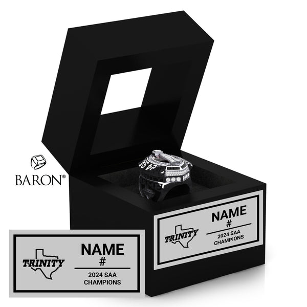 Trinity University Football 2024 Championship Black Window Ring Box