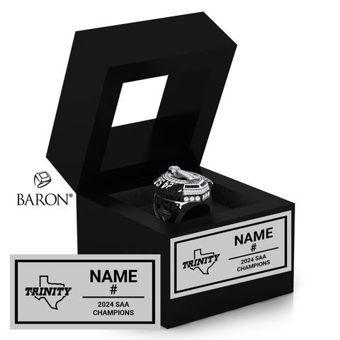 Trinity University Football 2024 Championship Black Window Ring Box