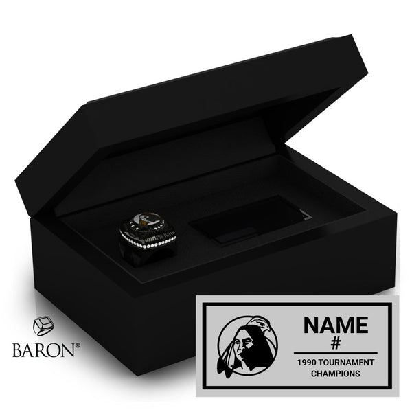 UNC Pembroke Mens Basketball 1990 Championship Black Standard Window Ring Box