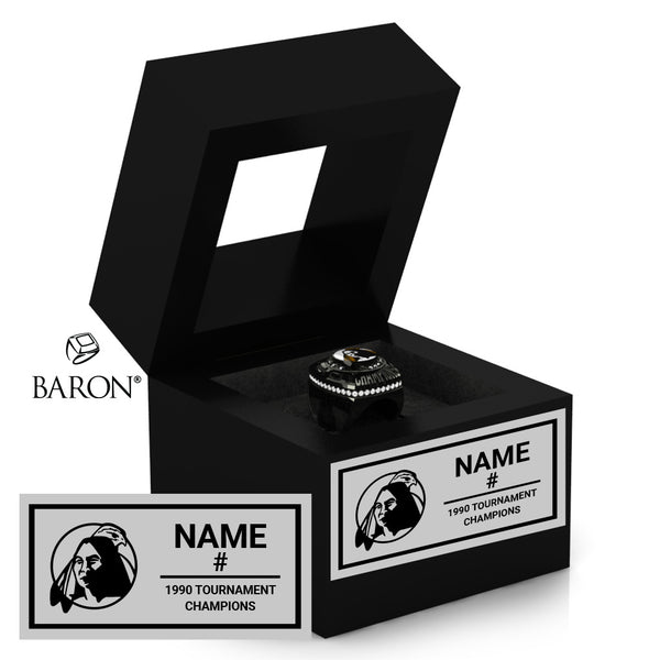 UNC Pembroke Mens Basketball 1990 Championship Black Window Ring Box